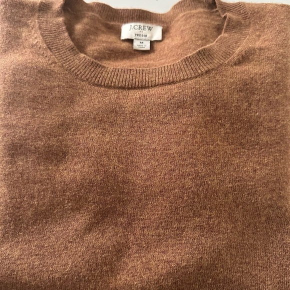 J. CREW BROWN TEDDIE COTTON WOOL BLEND CREWNECK SWEATER SIZE MEDIUM - Picture 6 of 11